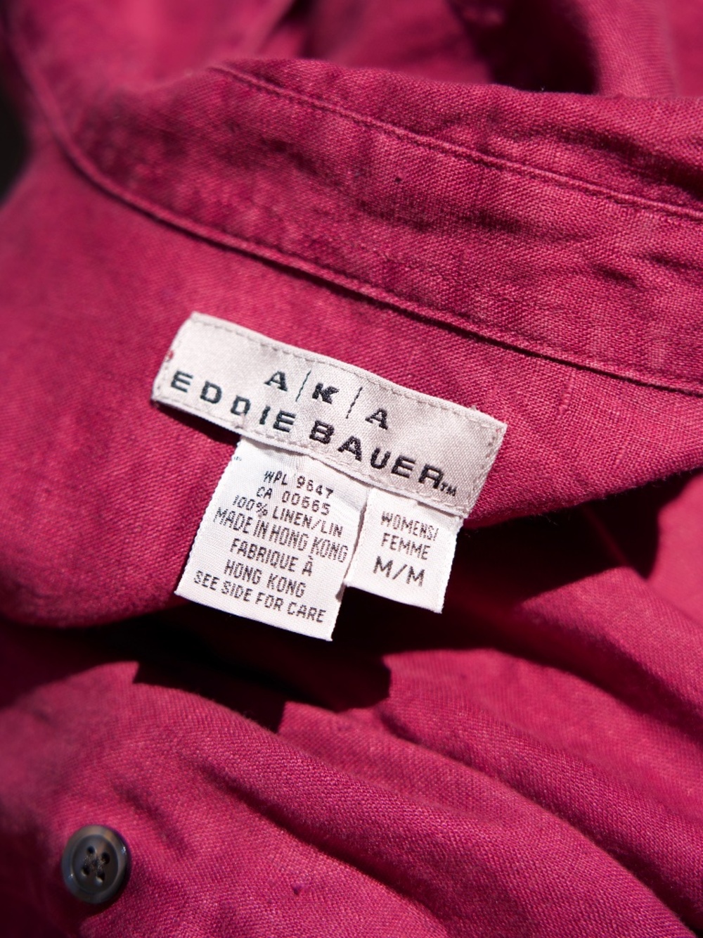 Vintage Eddie Bauer 100% Linen Magenta Long Sleeve Button Down Woman's M - Picture 14 of 15